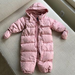 Baby GAP, pink winter snowsuit with mittens, size 12-18 months, LIKE NEW